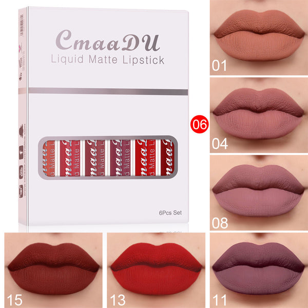 Boxes Of 6 Waterproof Long Lasting Lip Gloss Matte Non-stick Lipsticks